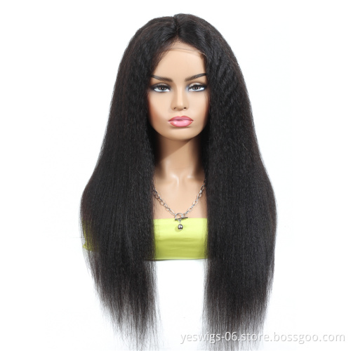 Natural Human Hair Brazilian 360 Frontal Wig Cuticle Aligned Unprocessed Mink Brazilian 360 Lace Front Wig Kinky Straight Hair